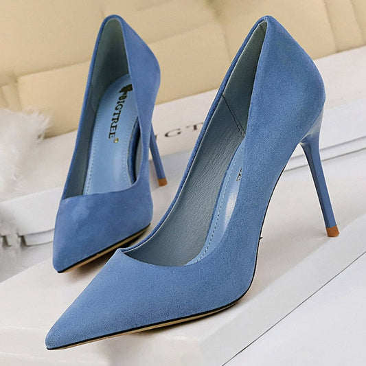 New Women Pumps Suede High Heels Shoes Fashion Office Shoes Stiletto Party Shoes Female Comfort Women Heels