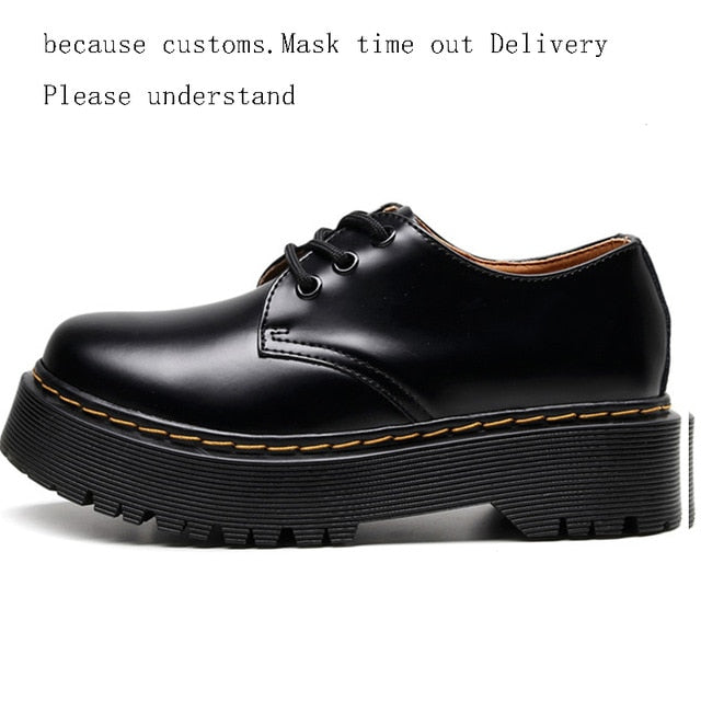 Oxford Shoes For Women First Layer Of Dermis Platform Women Punk Shoe Thick Bottom  Motorcycle Shoes Mujer Motorcycle Boots 34-45