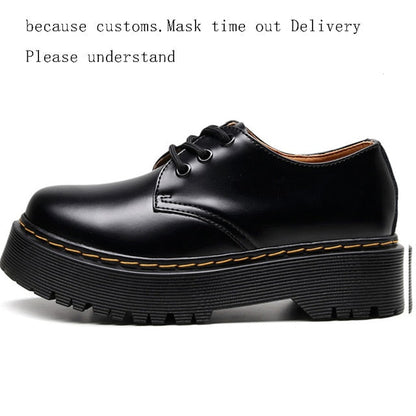 Oxford Shoes For Women First Layer Of Dermis Platform Women Punk Shoe Thick Bottom  Motorcycle Shoes Mujer Motorcycle Boots 34-45