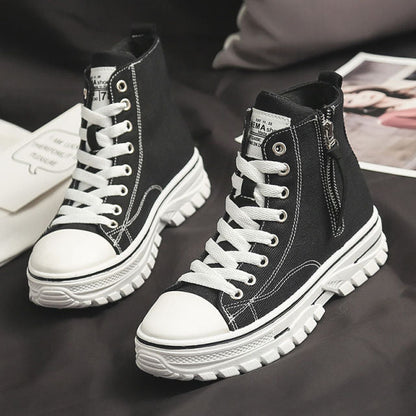 xakxx  Autumn New Style Women Casual Shoes Platform Sneakers PU Leather Shoes Woman High Top White Shoes Tenis Feminino  A1-204