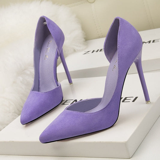 xakxx New Woman Pumps Suede High Heels Female Pointed Toe Office Shoes Stiletto Women Shoes Party Women Heels 10 cm Female Shoes