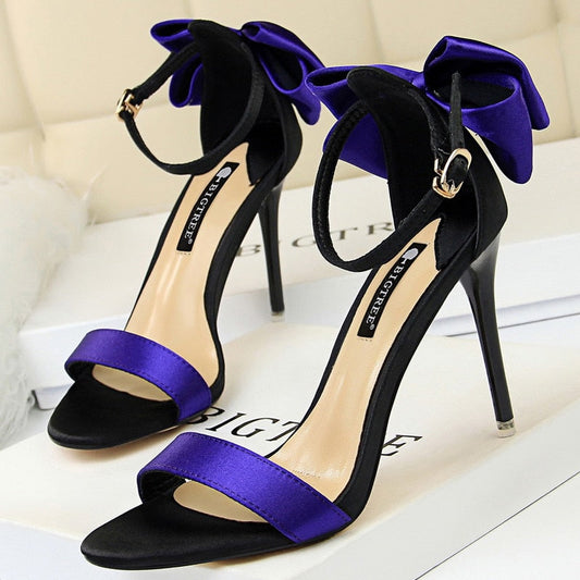 Women Heels Color Matching High Heels Bowknot Woman Pumps Stiletto Heels  New Heels Women Sandals Ladies Shoes