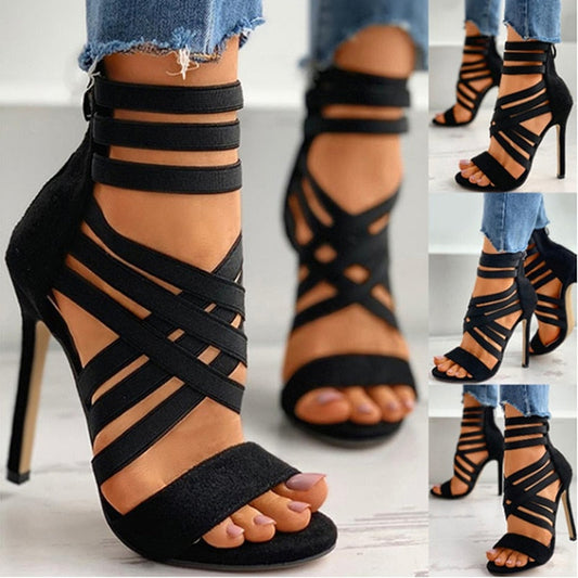 Pumps Women Shoes High Heels Women Sandals  Zipper New Fashion Summer High Heels Sexy Ladies Peep Toe Shoes Women Pumps