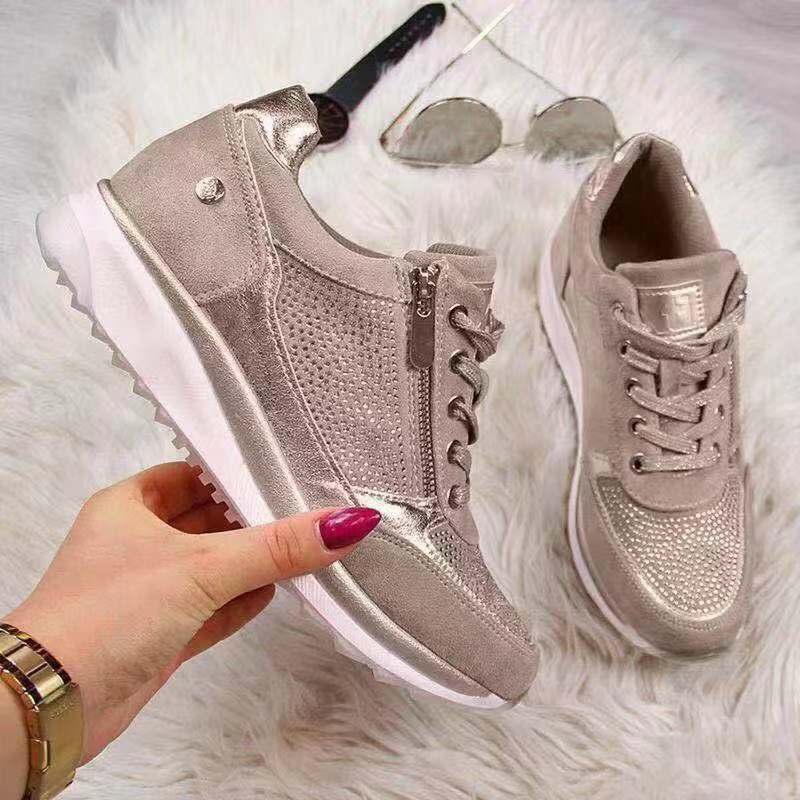 Women Casual Shoes New Fashion Wedge  Flat Shoes Zipper Lace Up Comfortable Ladies Sneakers Female Vulcanized Shoes