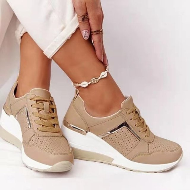 Women Casual Shoes New Fashion Wedge  Flat Shoes Zipper Lace Up Comfortable Ladies Sneakers Female Vulcanized Shoes