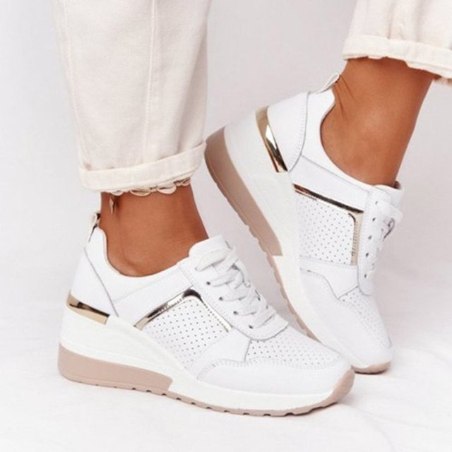 Women Casual Shoes New Fashion Wedge  Flat Shoes Zipper Lace Up Comfortable Ladies Sneakers Female Vulcanized Shoes