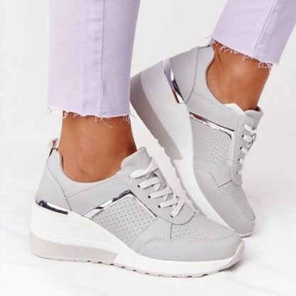 Women Casual Shoes New Fashion Wedge  Flat Shoes Zipper Lace Up Comfortable Ladies Sneakers Female Vulcanized Shoes