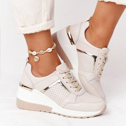 Women Casual Shoes New Fashion Wedge  Flat Shoes Zipper Lace Up Comfortable Ladies Sneakers Female Vulcanized Shoes