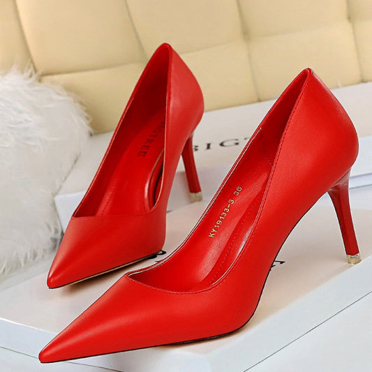 Heels Women Basic Pump White High Heels Fashion Wedding Shoes Women Super Heels Pu Spring And Autumn Stiletto Plus Size 41 42 43