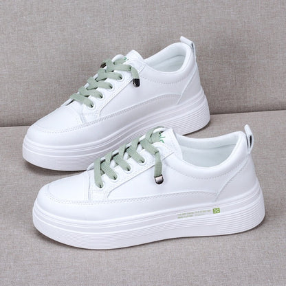 xakxx HOT Women Sneakers Fashion Breathble Vulcanized Shoes Women Pu leather Platform Shoes Women Lace up Casual Shoes White