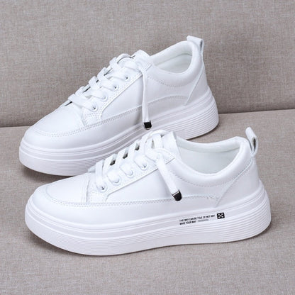 xakxx HOT Women Sneakers Fashion Breathble Vulcanized Shoes Women Pu leather Platform Shoes Women Lace up Casual Shoes White