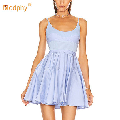 Elegant Sleeveless High Waist A-Line Mini Dress Sexy Mesh Patchwork Leisure Party Dress Female  Summer Fashion New Clothing