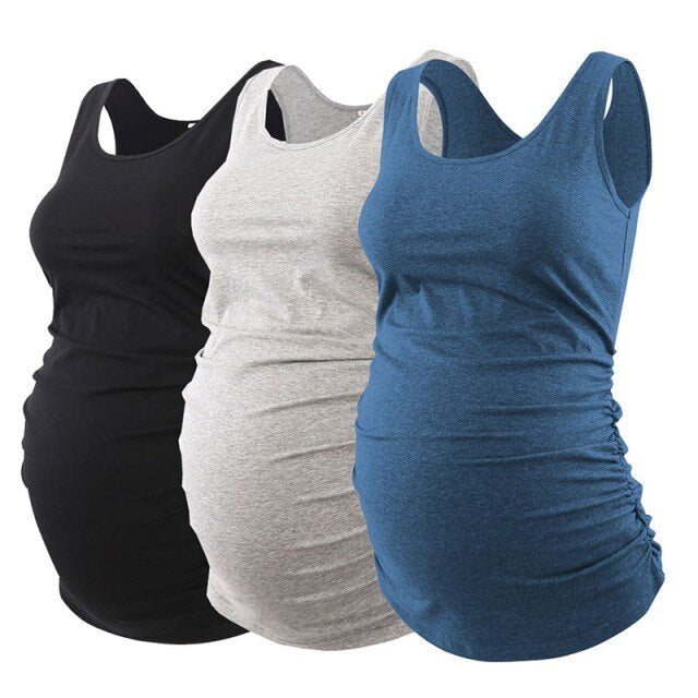 Pregnancy Maternity Tank Tops Womens Pregnant Sleeveless Side Ruched Casual Maternity Clothes Vest Tops Tee  Sleep Underwear