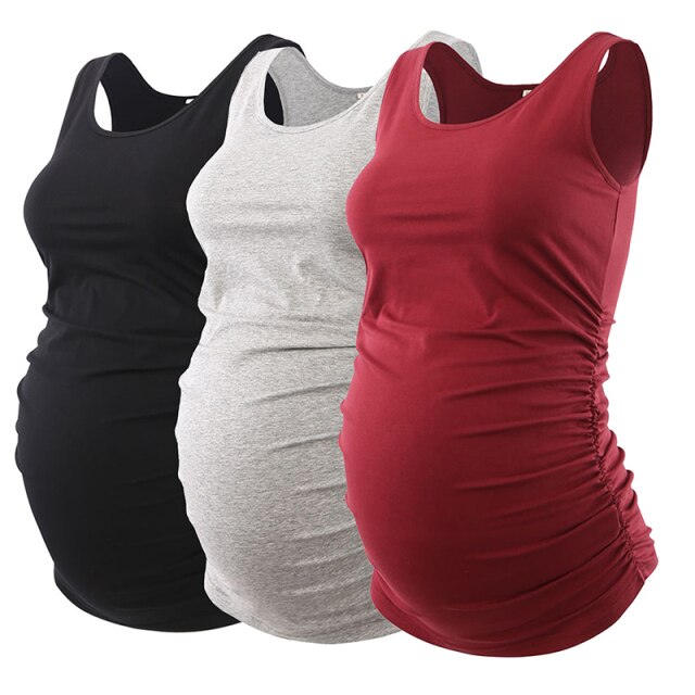 Pregnancy Maternity Tank Tops Womens Pregnant Sleeveless Side Ruched Casual Maternity Clothes Vest Tops Tee  Sleep Underwear