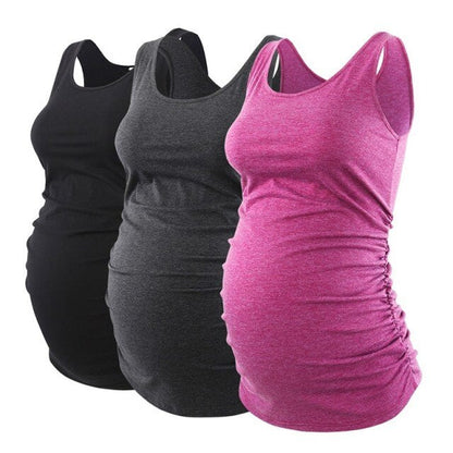 Pregnancy Maternity Tank Tops Womens Pregnant Sleeveless Side Ruched Casual Maternity Clothes Vest Tops Tee  Sleep Underwear