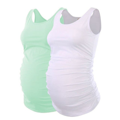 Pregnancy Maternity Tank Tops Womens Pregnant Sleeveless Side Ruched Casual Maternity Clothes Vest Tops Tee  Sleep Underwear