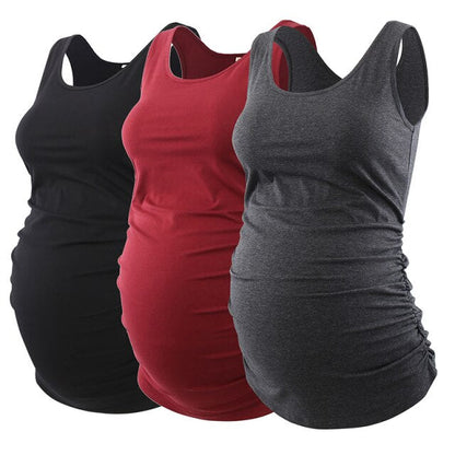 Pregnancy Maternity Tank Tops Womens Pregnant Sleeveless Side Ruched Casual Maternity Clothes Vest Tops Tee  Sleep Underwear