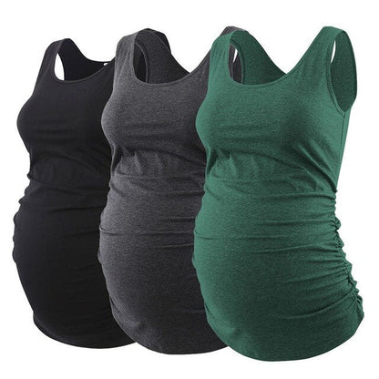 Pregnancy Maternity Tank Tops Womens Pregnant Sleeveless Side Ruched Casual Maternity Clothes Vest Tops Tee  Sleep Underwear