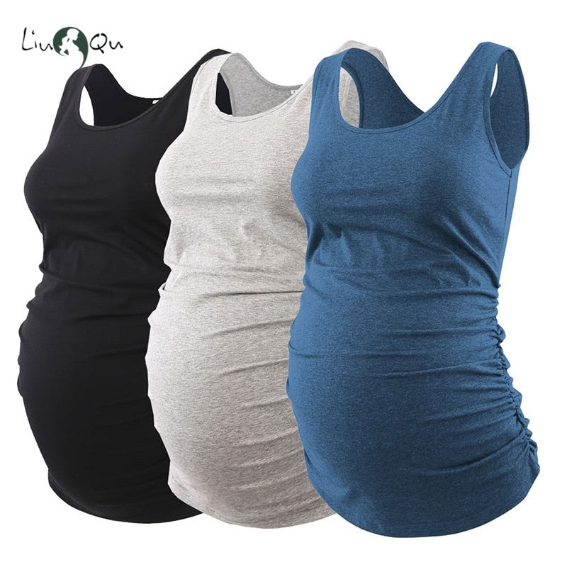 Pregnancy Maternity Tank Tops Womens Pregnant Sleeveless Side Ruched Casual Maternity Clothes Vest Tops Tee  Sleep Underwear